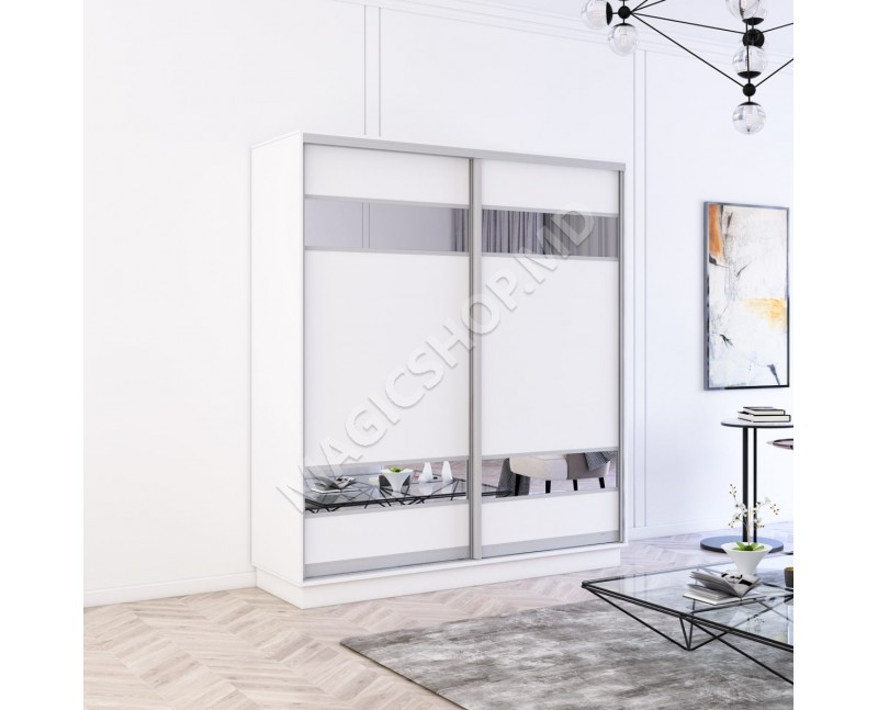 Шкаф Fox 140-180x60x220H см с раздвижными дверями Pal+Mirror